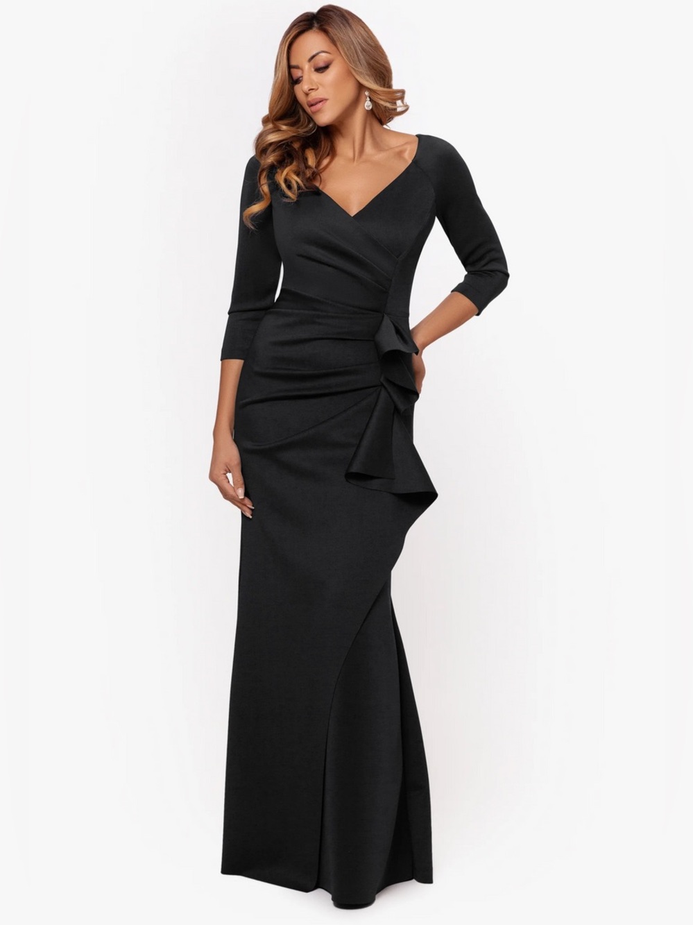 Xscape Lexi Ruched Scuba Evening Dress Size 8